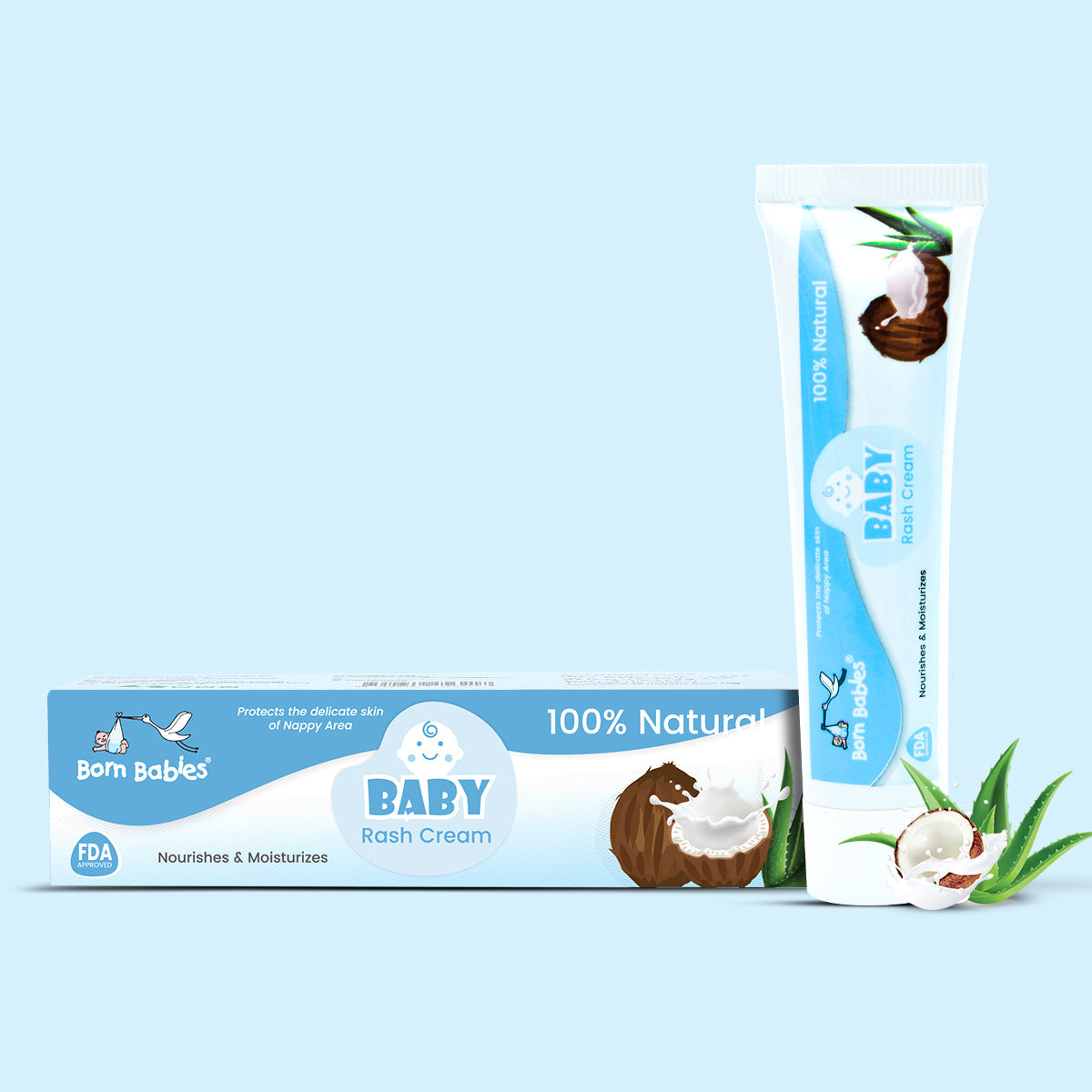 Born Babies Baby Diaper Anti Rash Cream For Soothing & Healing Rough Skin - 50GM