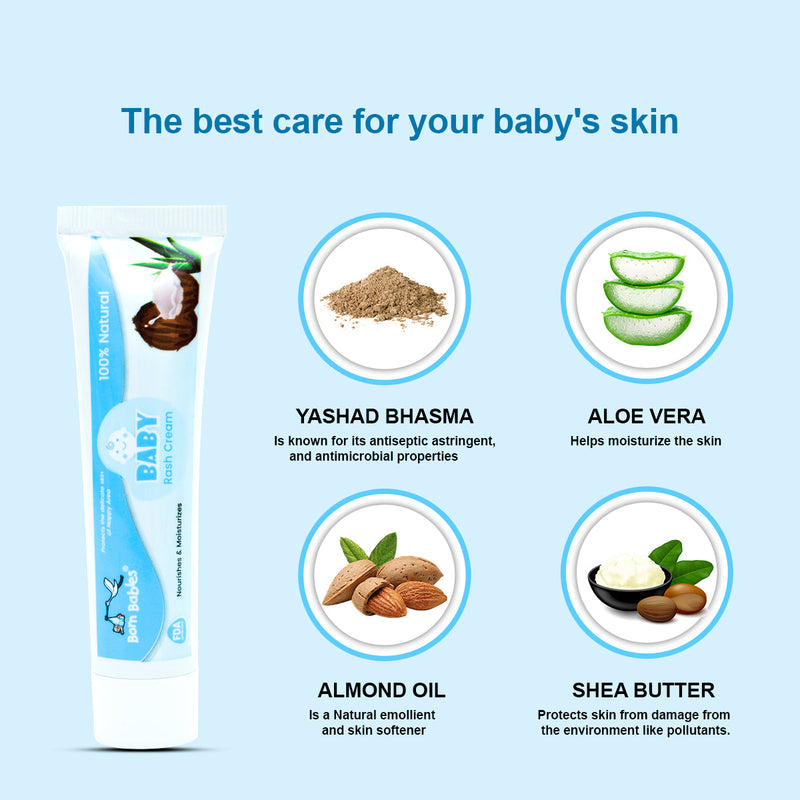 Born Babies Baby Diaper Anti Rash Cream For Soothing & Healing Rough Skin - 50GM