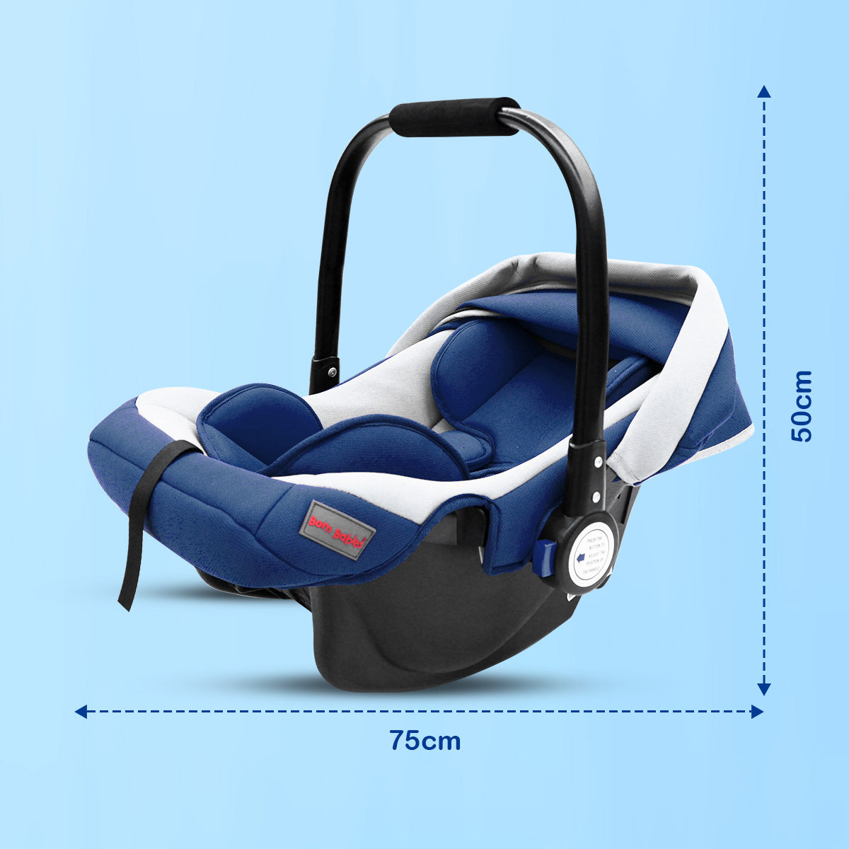 Baby Car Seat Cum Carry Cot With Safety Belt & Protection Shell - Blue