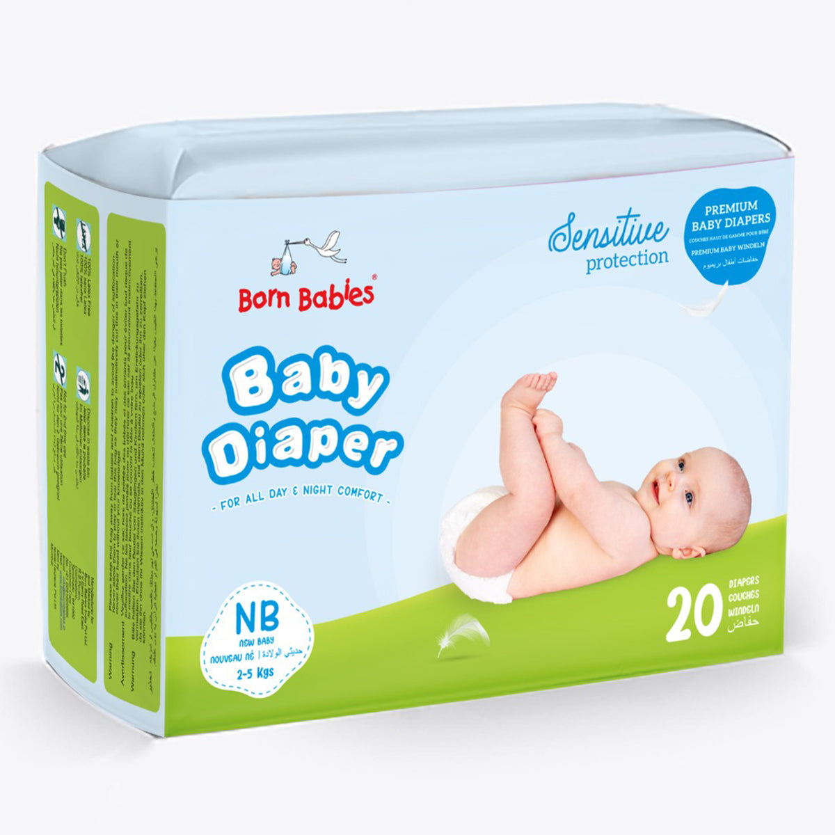 Baby Tape Diaper  Three Layer Leakage Protection High Absorb-NB(20 Pieces)