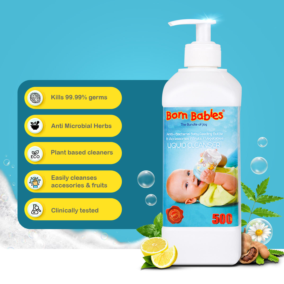 Born Babies Baby Bottle & Dish Wash Liquid Cleanser - 500 ML