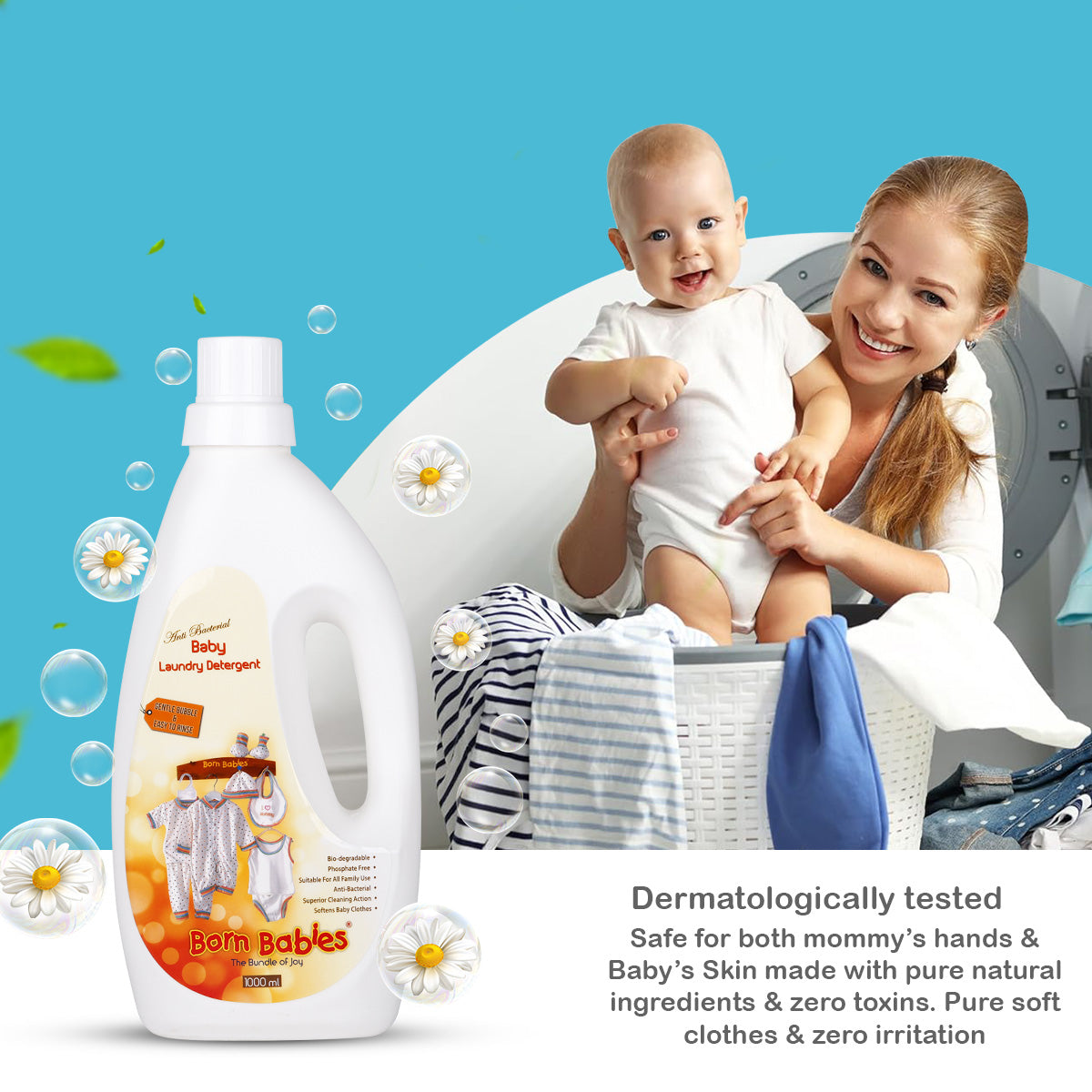 Born Babies Anti-Bacterial Baby Laundry Detergent Liquid - 1 Litre