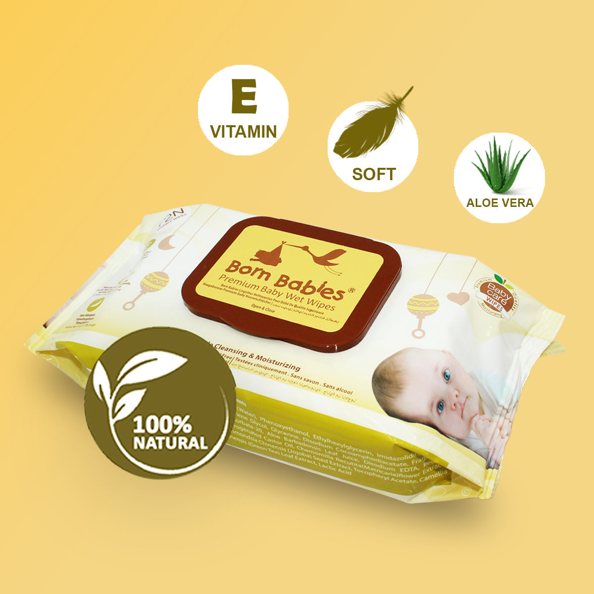 Born Babies Baby Moisturizing Wet Wipes With Fragrance (72 Pcs)