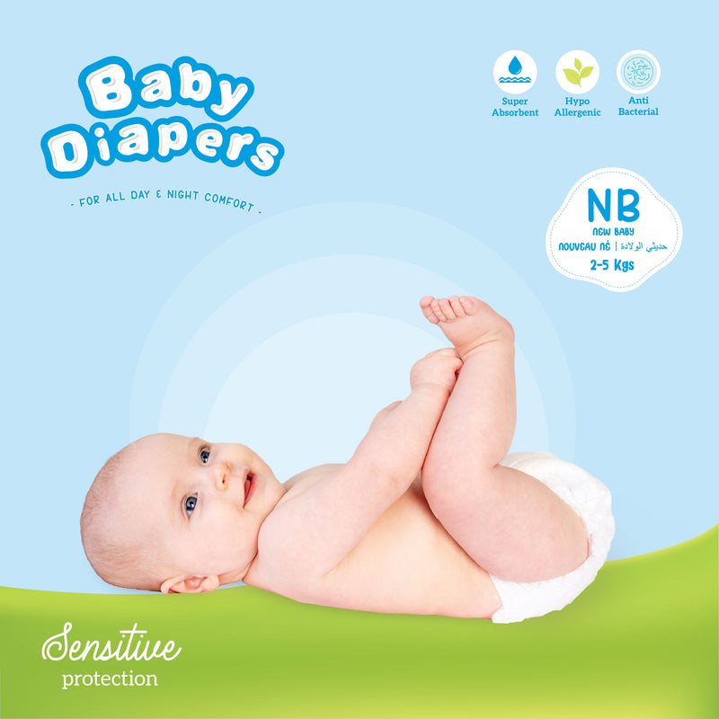 Baby Tape Diaper  Three Layer Leakage Protection High Absorb-NB(20 Pieces)